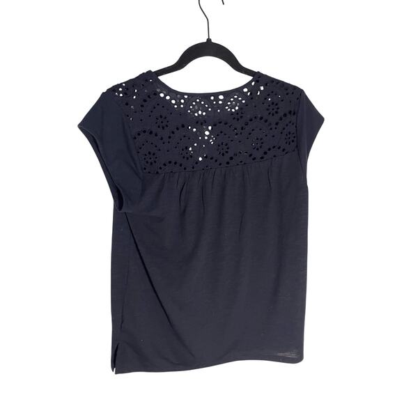 NWT My Danielle SZ Small Navy Crochet Eyelet Western Boho Women's Navy Blouse - Picture 4 of 5